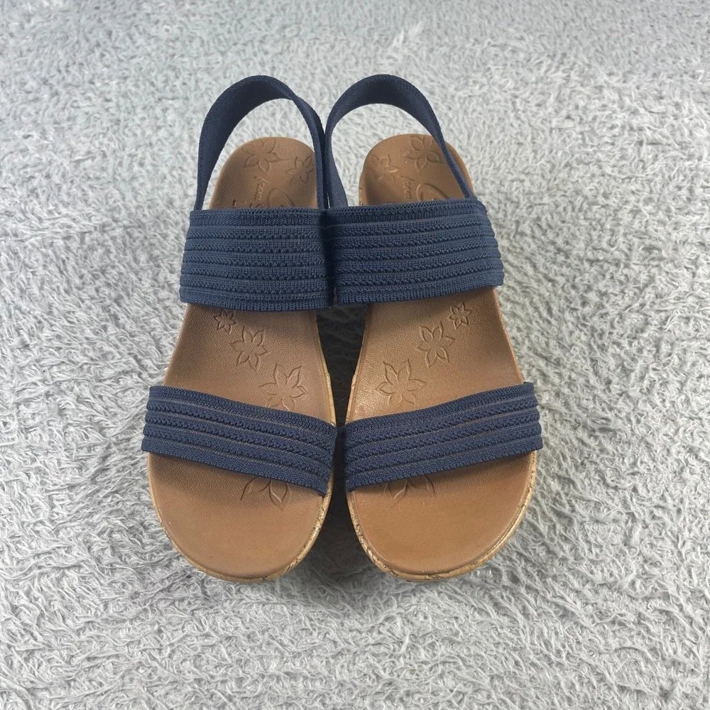 Skechers Cali Beverly Hot Glitz Navy Blue Wedge Sandals Womens 7 119571 NVY